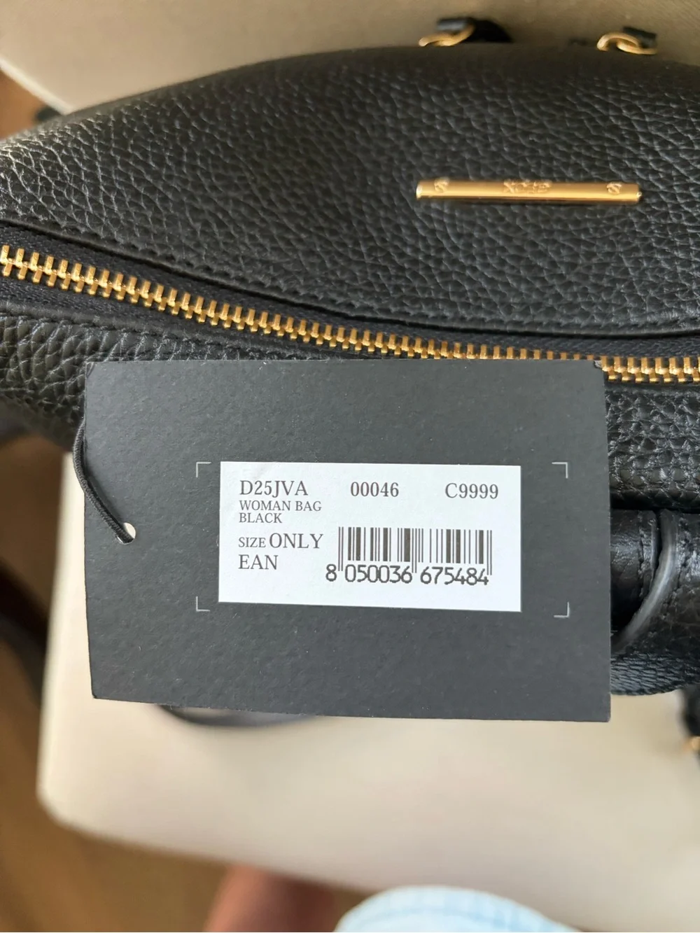 NWT Geox Black Leather Backpack Purse with Gold Hardware